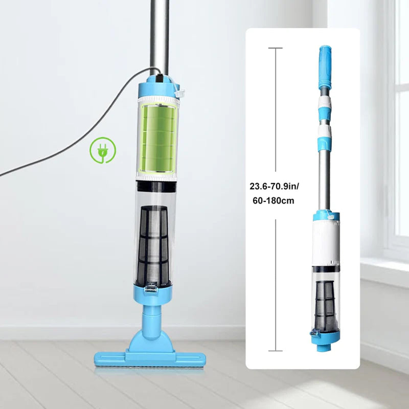 Aspirateur piscine sans fil pour fond et parois – AquaVacim débit 20 L/min, autonomie 90 min, manche télescopique 1,8 m, IPX8 et 3 têtes de brosse