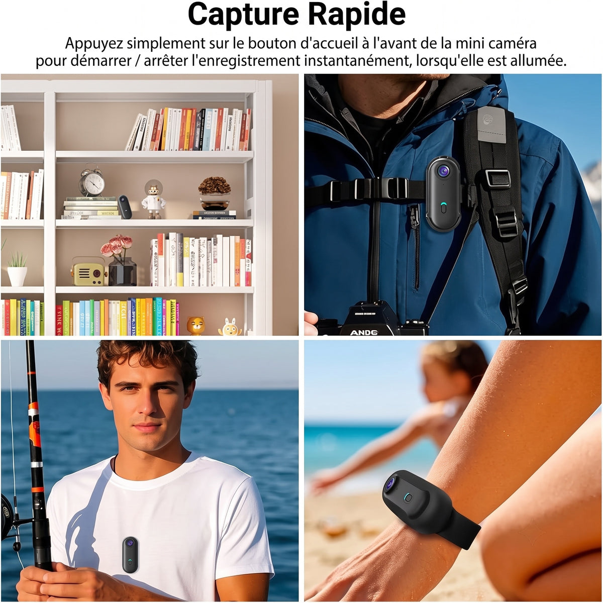 SelfyCord 2160P 30 ips, autonomie 90 min, étanche jusqu’à 30 m, objectif grand-angle et fixations multiples